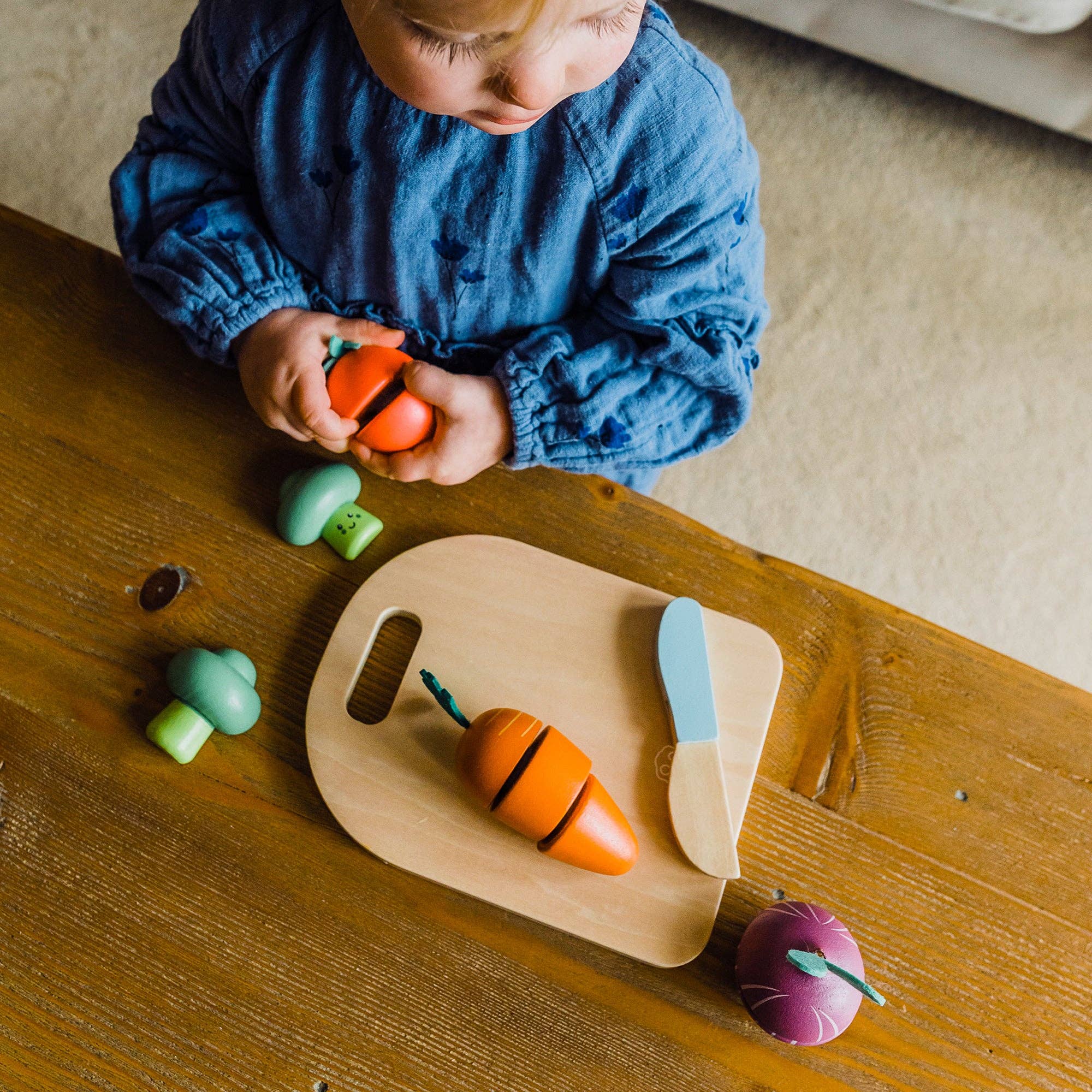 Happy Wooden Veggies Cutting Set – Montessori Wooden Play Toy
