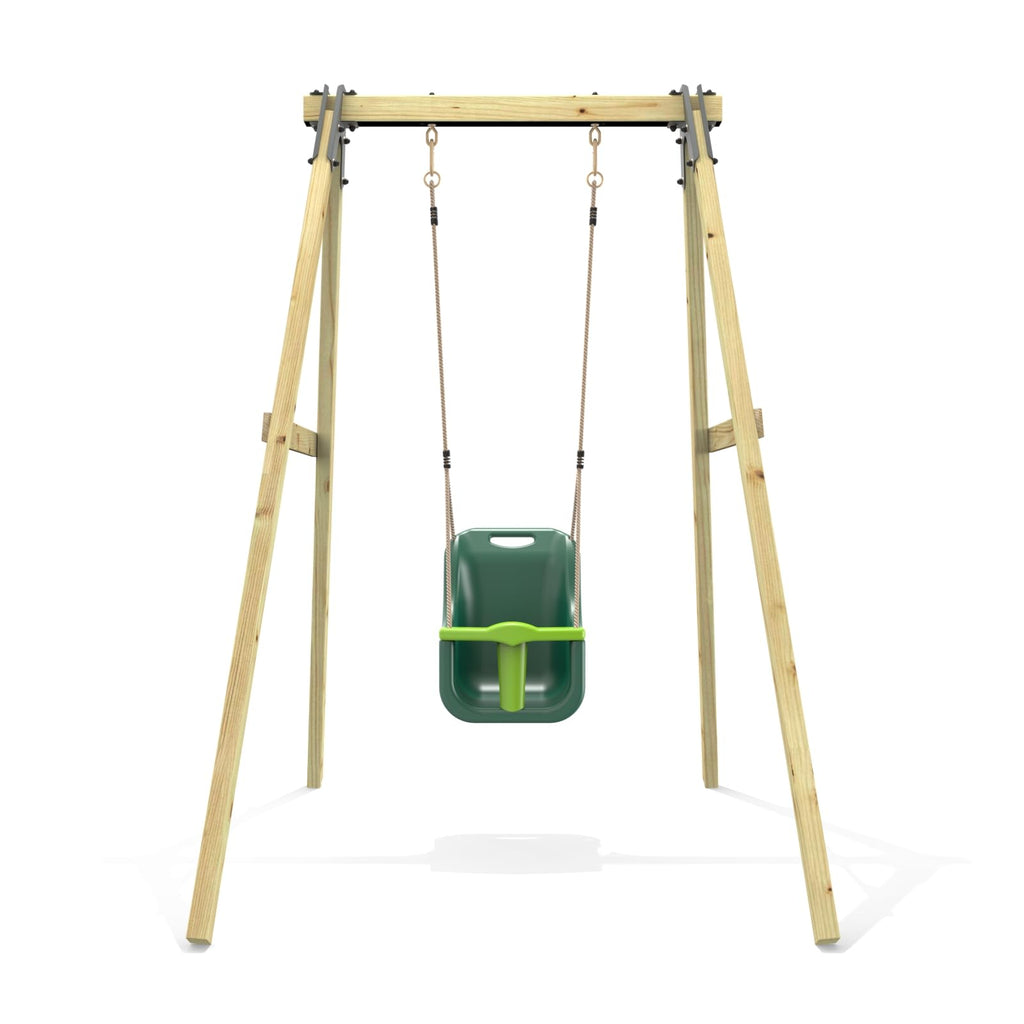 Rebo Glide Wooden Single Swing Set with Swing Seat – Dandelion (Dark Green Baby Swing) | OutdoorToys | Kids Outdoor Wooden Play Equipment for Gardens, Frame & Accessories Included