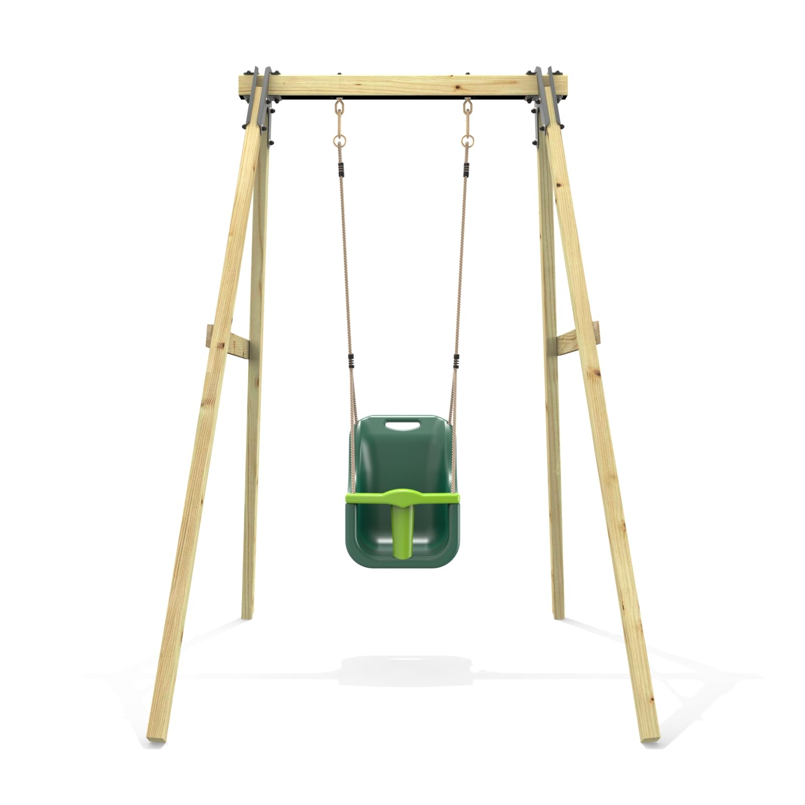 Rebo Glide Wooden Single Swing Set with Swing Seat – Dandelion (Dark Green Baby Swing) | OutdoorToys | Kids Outdoor Wooden Play Equipment for Gardens, Frame & Accessories Included