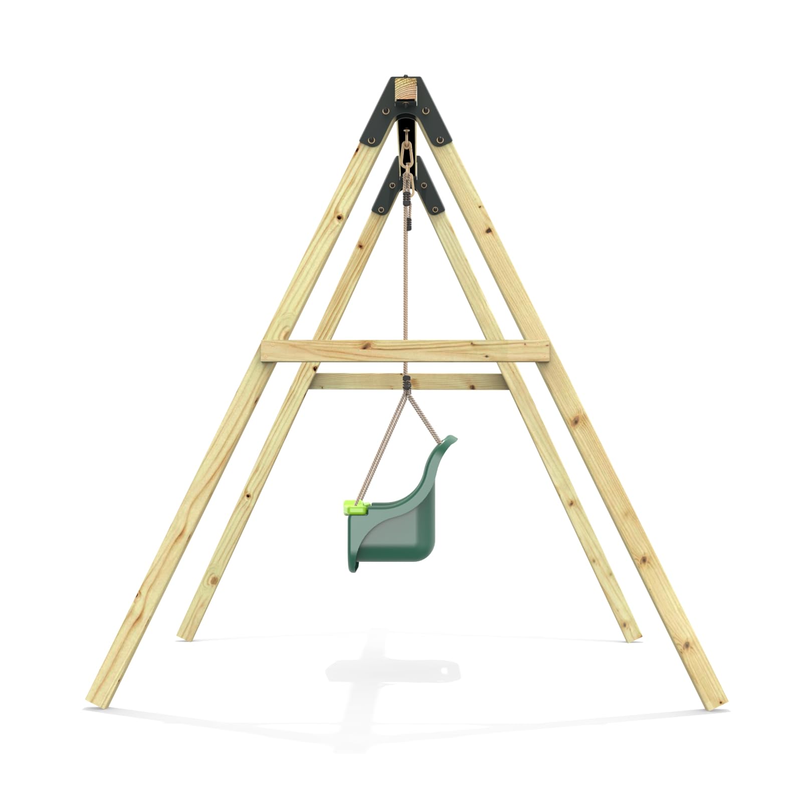 Rebo Glide Wooden Single Swing Set with Swing Seat – Dandelion (Dark Green Baby Swing) | OutdoorToys | Kids Outdoor Wooden Play Equipment for Gardens, Frame & Accessories Included