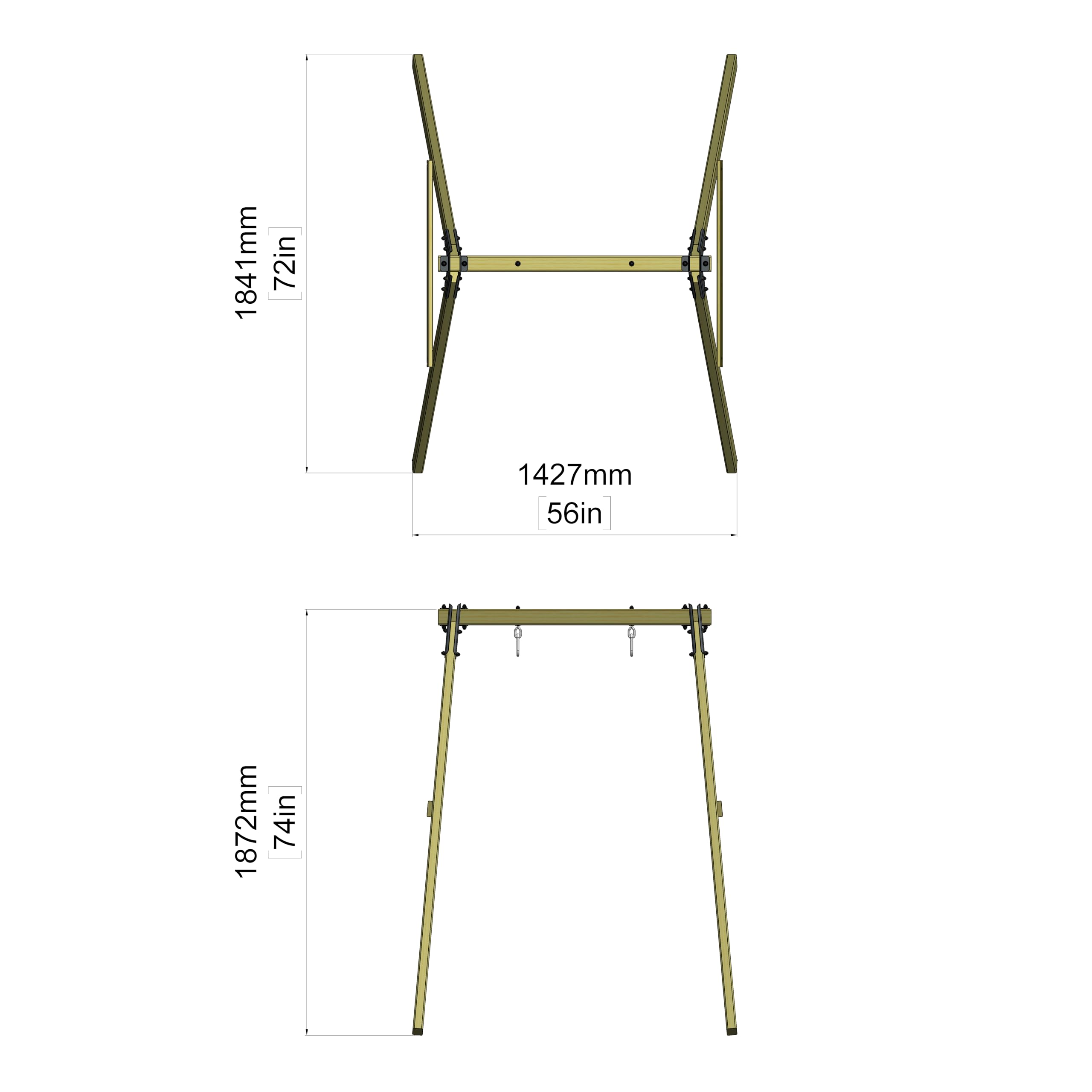 Rebo Glide Wooden Single Swing Set with Swing Seat – Dandelion (Dark Green Baby Swing) | OutdoorToys | Kids Outdoor Wooden Play Equipment for Gardens, Frame & Accessories Included