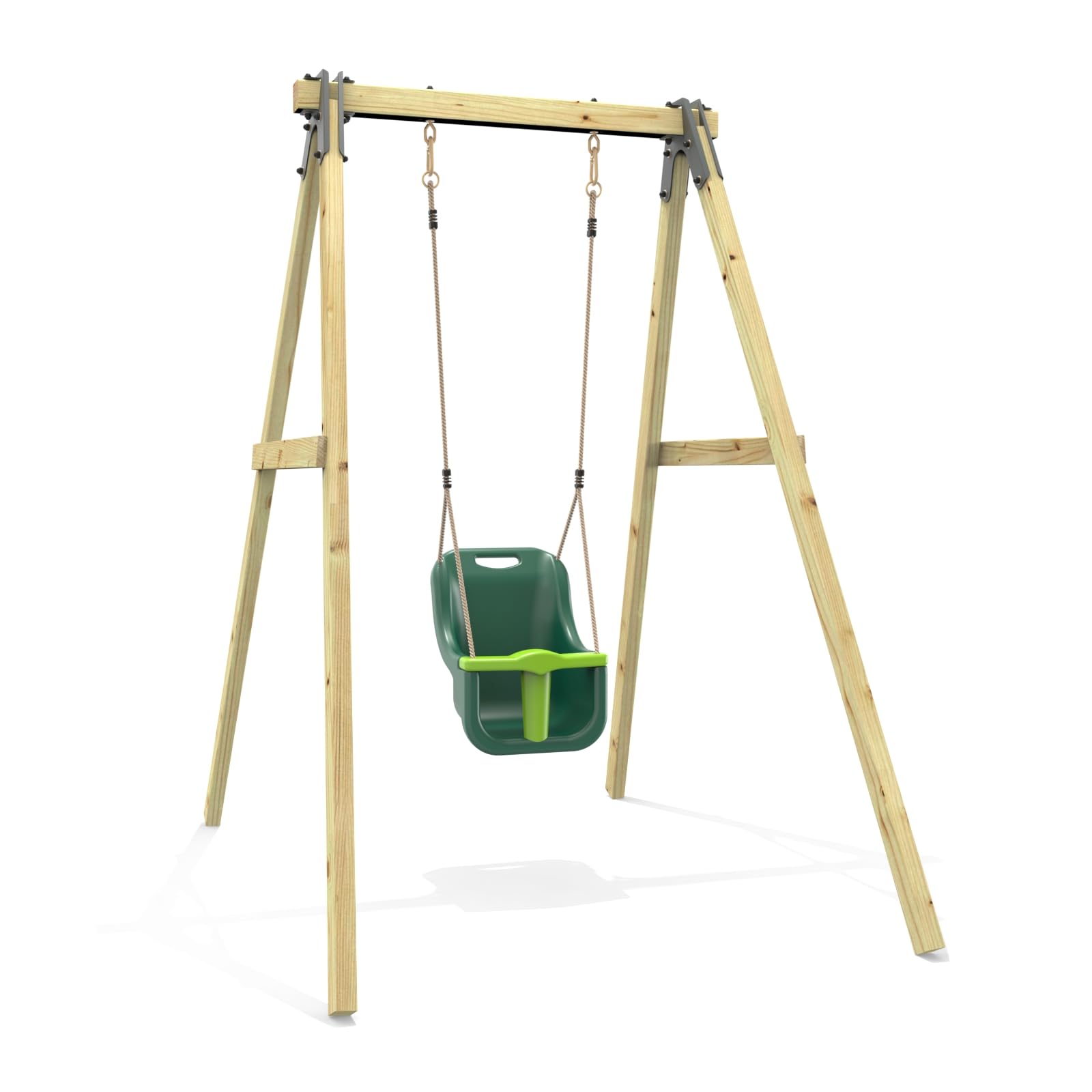 Rebo Glide Wooden Single Swing Set with Swing Seat – Dandelion (Dark Green Baby Swing) | OutdoorToys | Kids Outdoor Wooden Play Equipment for Gardens, Frame & Accessories Included