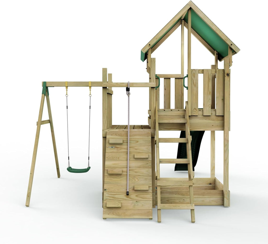 Rebo® Modular Wooden Climbing Frame Adventure Playset - M3 / M4 | OutdoorToys | Kids' Outdoor Wooden Garden Play Equipment, Children's Jungle Gym