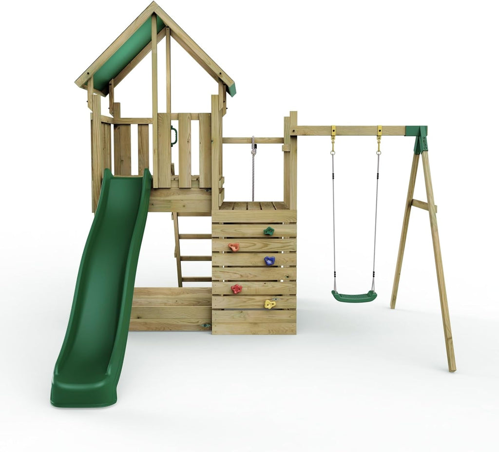 Rebo® Modular Wooden Climbing Frame Adventure Playset - M3 / M4 | OutdoorToys | Kids' Outdoor Wooden Garden Play Equipment, Children's Jungle Gym