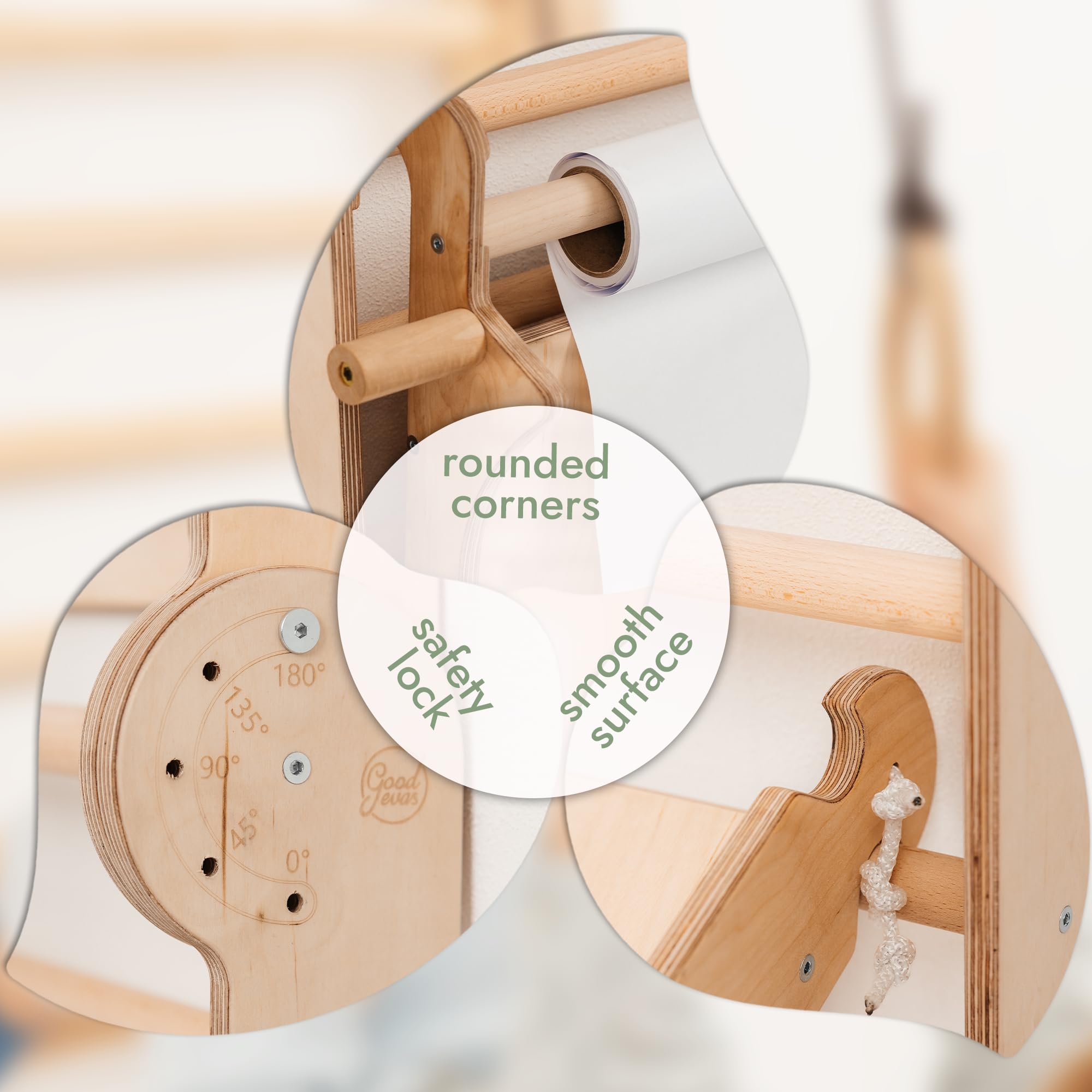 Goodevas 6-in-1 Wooden Swedish Wall & Slide Set - Versatile Indoor Climbing Triangle Set for Children with Ladder, Slide, Monkey Bars - Perfect for 2 to 12 Years Olds