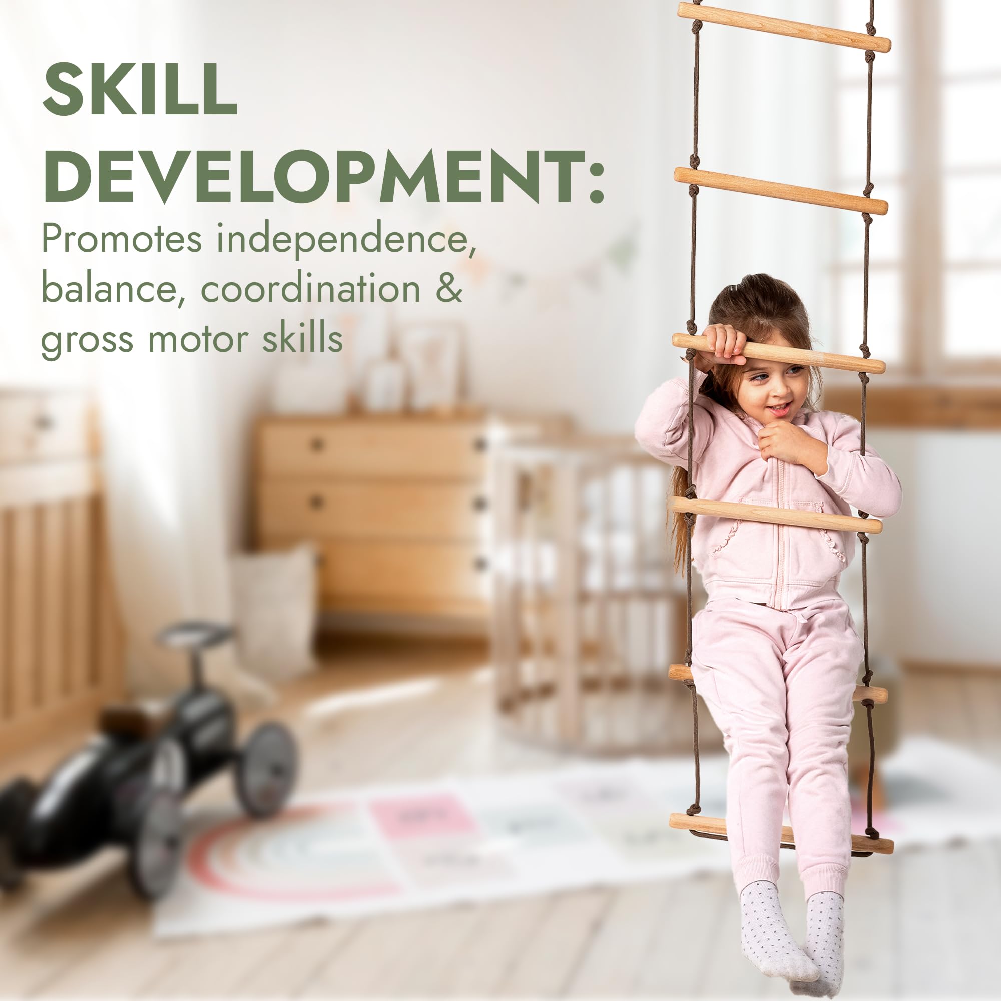 Goodevas 6-in-1 Wooden Swedish Wall & Slide Set - Versatile Indoor Climbing Triangle Set for Children with Ladder, Slide, Monkey Bars - Perfect for 2 to 12 Years Olds