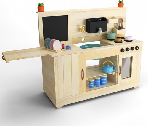 Big Game Hunters Triple Mud Kitchen with Working Tap - Children Wooden Play Kitchen