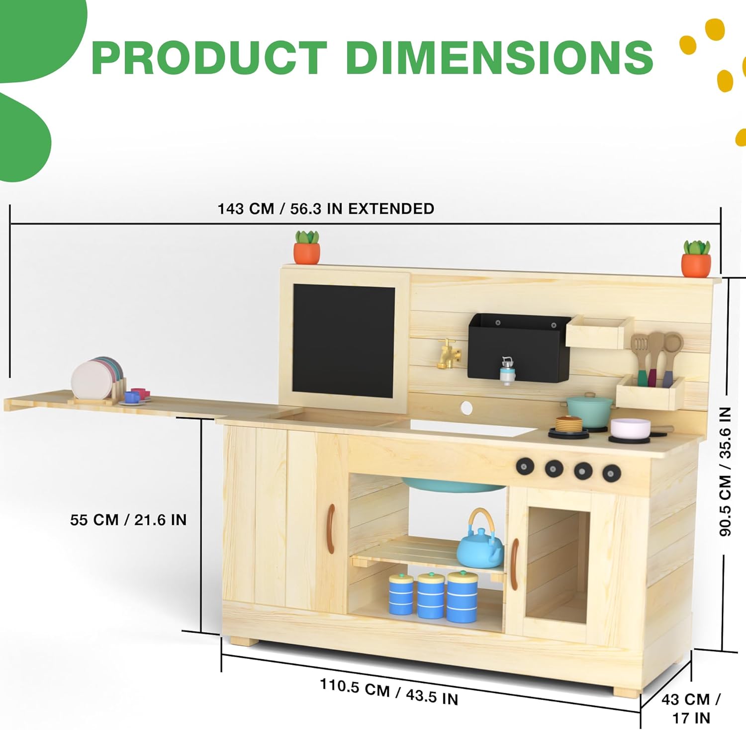 Big Game Hunters Triple Mud Kitchen with Working Tap - Children Wooden Play Kitchen