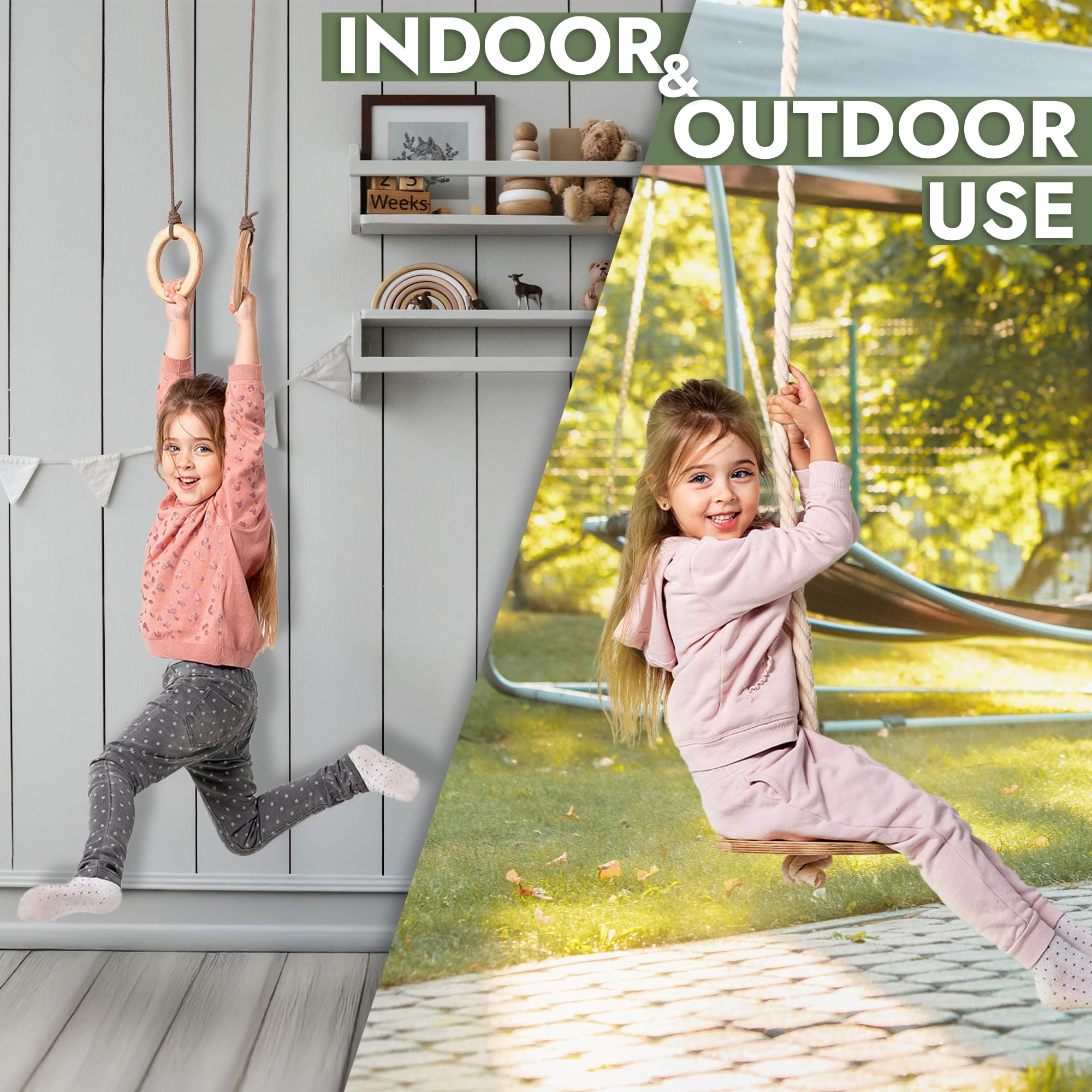 Goodevas 6-in-1 Wooden Swedish Wall & Slide Set - Versatile Indoor Climbing Triangle Set for Children with Ladder, Slide, Monkey Bars - Perfect for 2 to 12 Years Olds