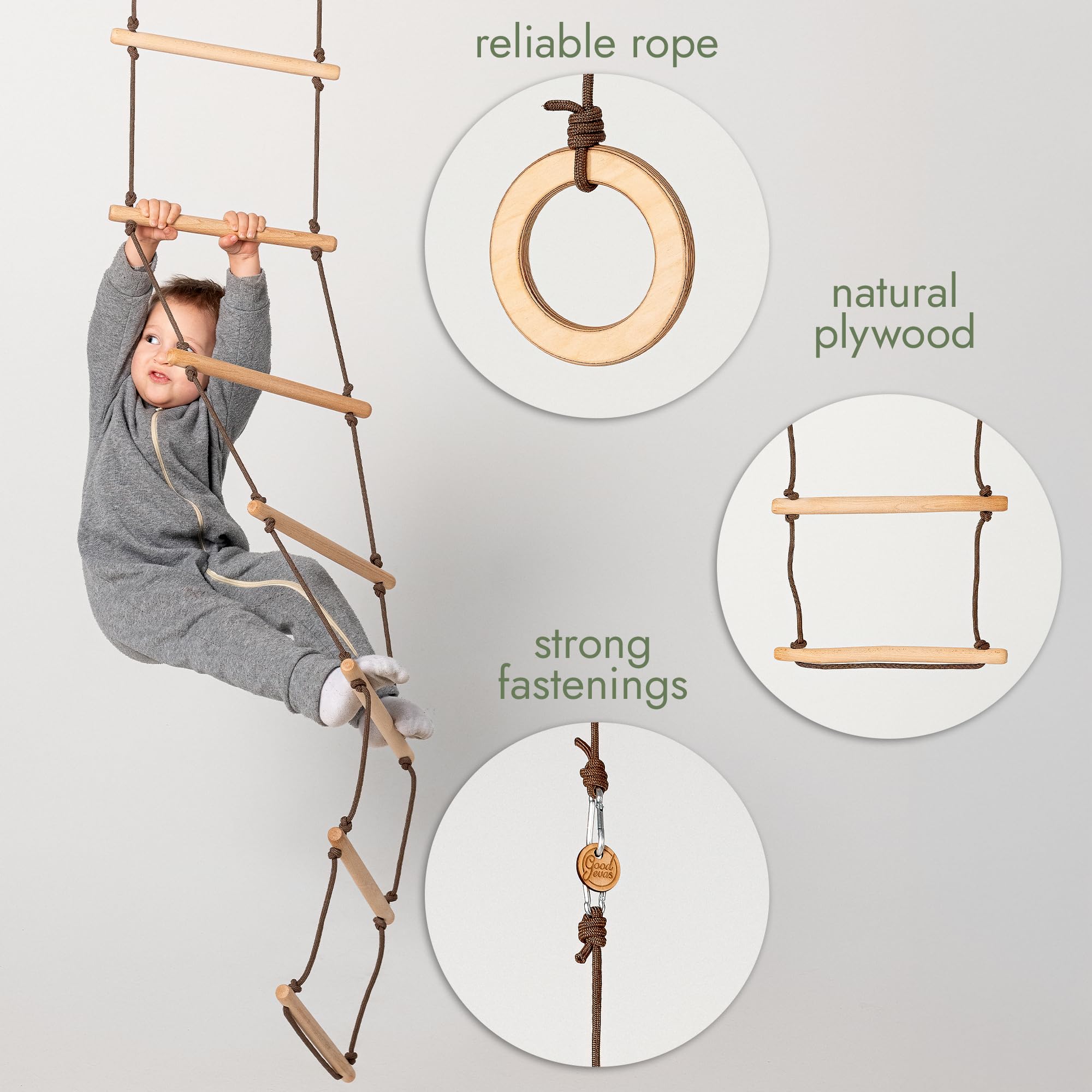 Goodevas 6-in-1 Wooden Swedish Wall & Slide Set - Versatile Indoor Climbing Triangle Set for Children with Ladder, Slide, Monkey Bars - Perfect for 2 to 12 Years Olds