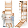 Goodevas 6-in-1 Wooden Swedish Wall & Slide Set - Versatile Indoor Climbing Triangle Set for Children with Ladder, Slide, Monkey Bars - Perfect for 2 to 12 Years Olds