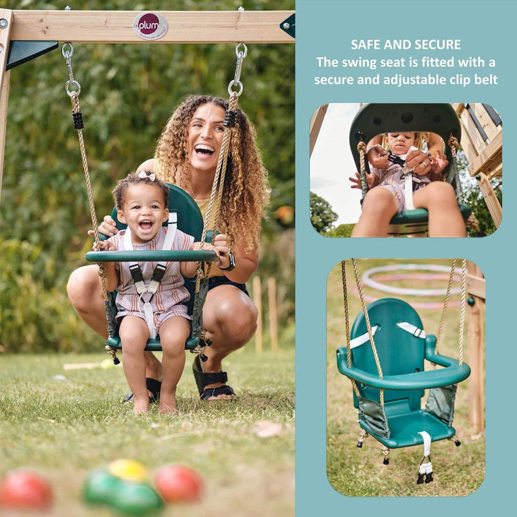 Plum Play Kids Outdoor Junior Activity Centre Swing and Slide Garden Multiplay Set for Climbing - Chalkboard, 4ft Slide, Baby Swing Seat - Children Toddlers 12 Months Plus