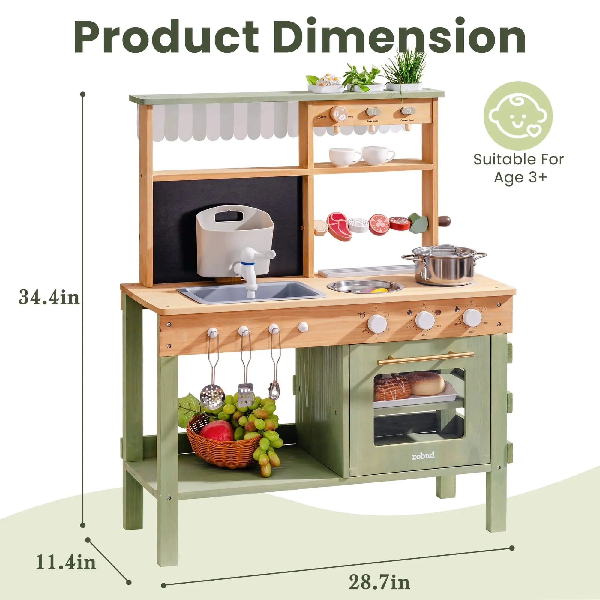 Wooden Outdoor Mud Play Kitchen – Green