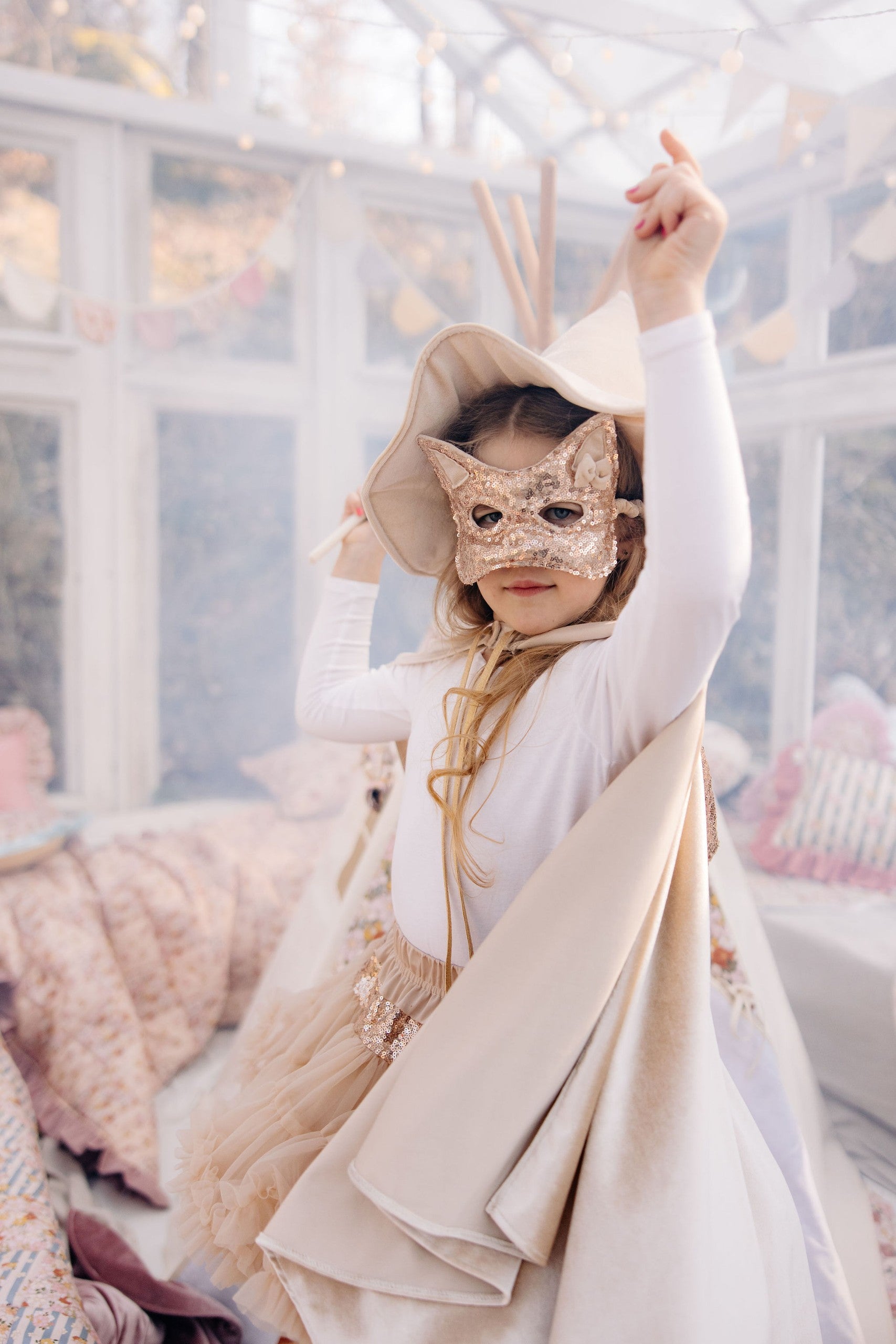 Cat Mask - Rose Gold Sequins
